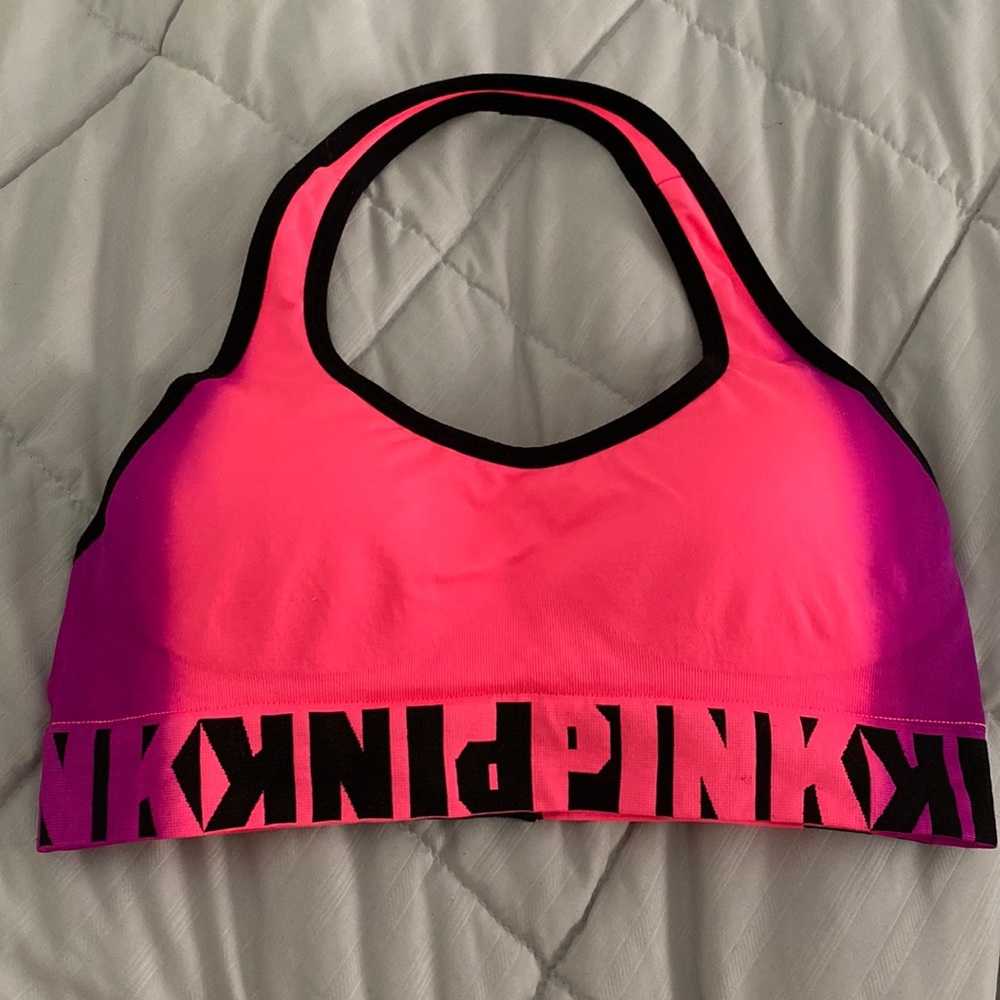 NWOT PINK halter sports bra size medium
